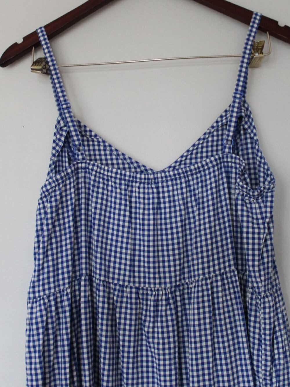 Old Navy Blue Gingham Tiered Cami Maxi Dress Large - Picture 7 of 8